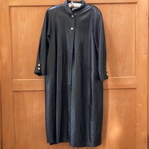 Vintage Maxi Black Leather Coat Sz M